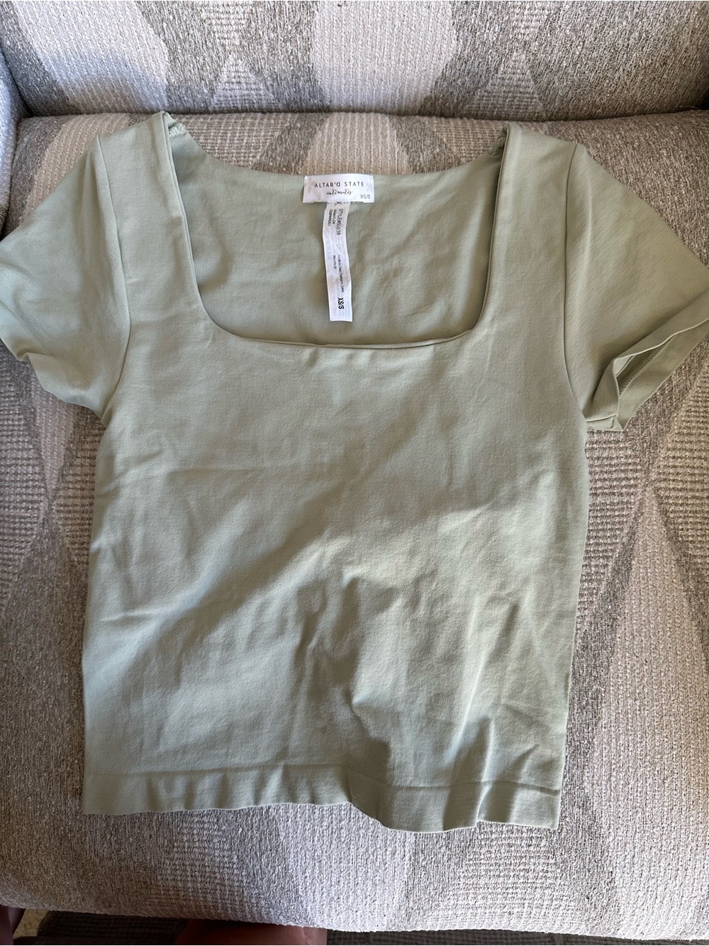 Altar'd State Short-Sleeve Square Neck Top - Sage Green